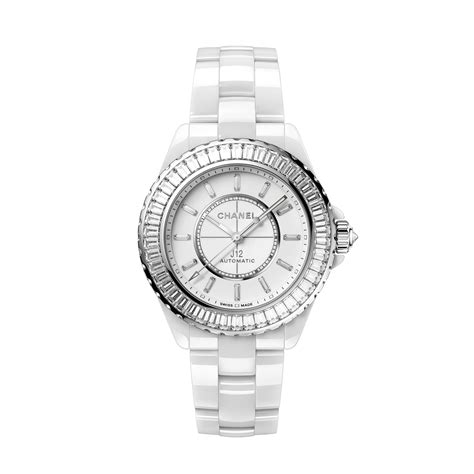 Orologio J12 Baguette Diamond Bezel Ceramica bianca 